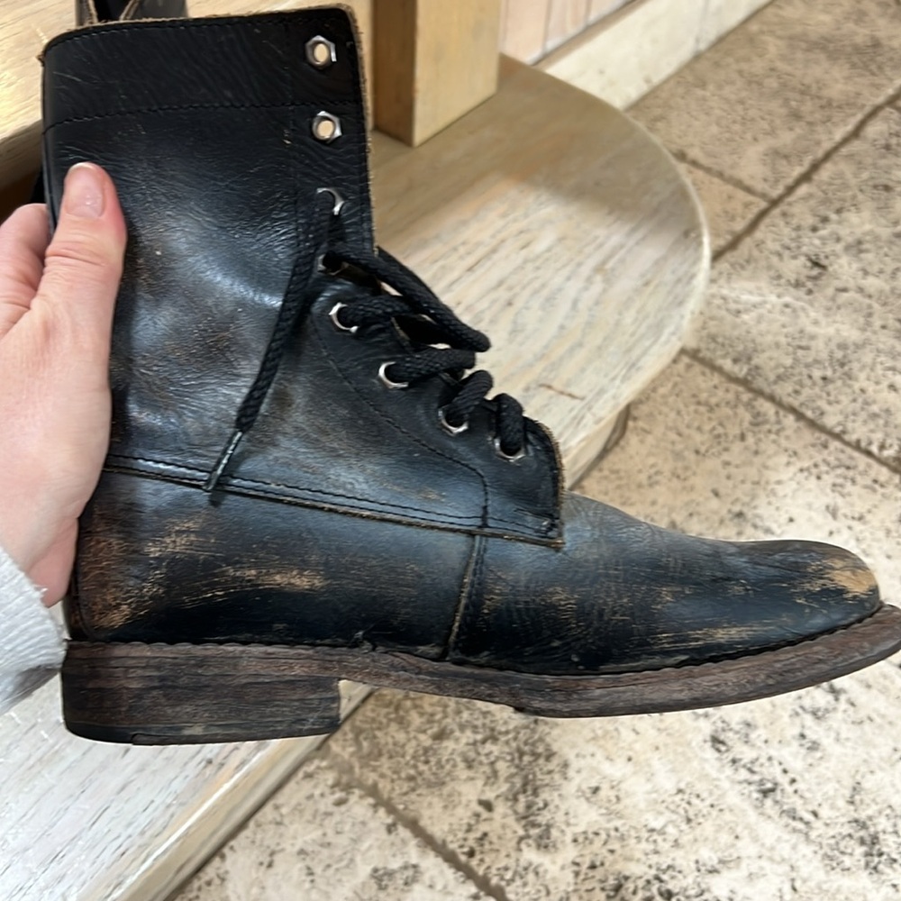 Distressed genuine leather combat boots from free people